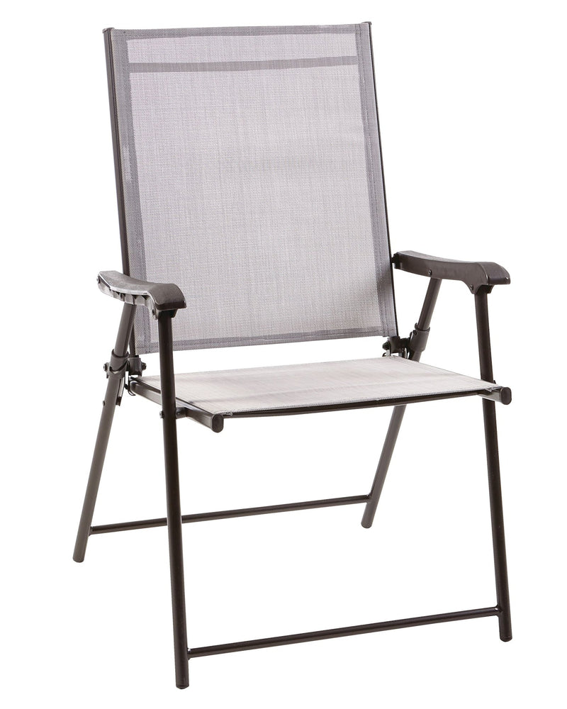 For Living Bluebay Sling Folding Outdoor Patio Accent Chair, Grey, 25x24x37-in R0