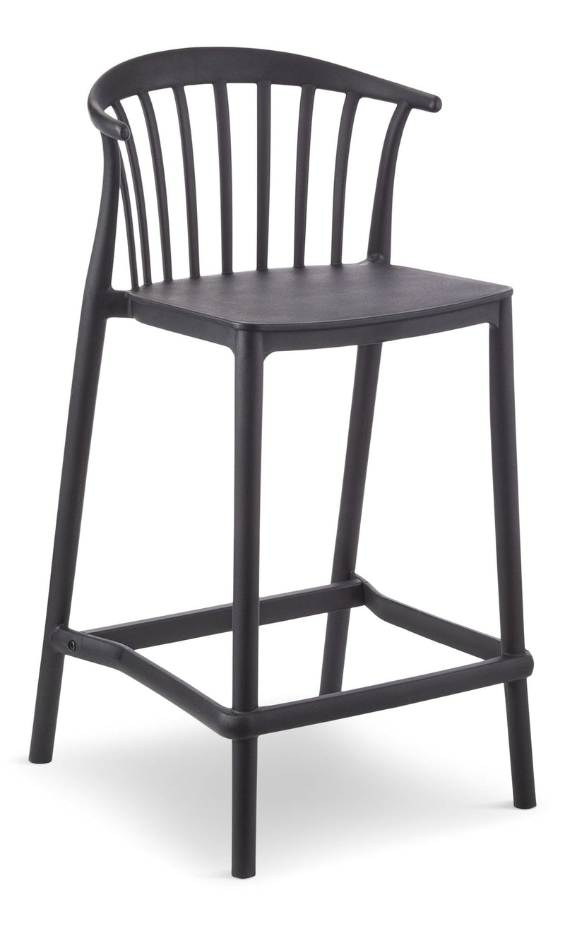 For Living Elevated Plastic Bar Stool with Footrest, Black T2