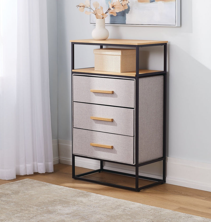 For Living Fabric 3-Drawer 1-Shelf Storage Organizer, Wood R4