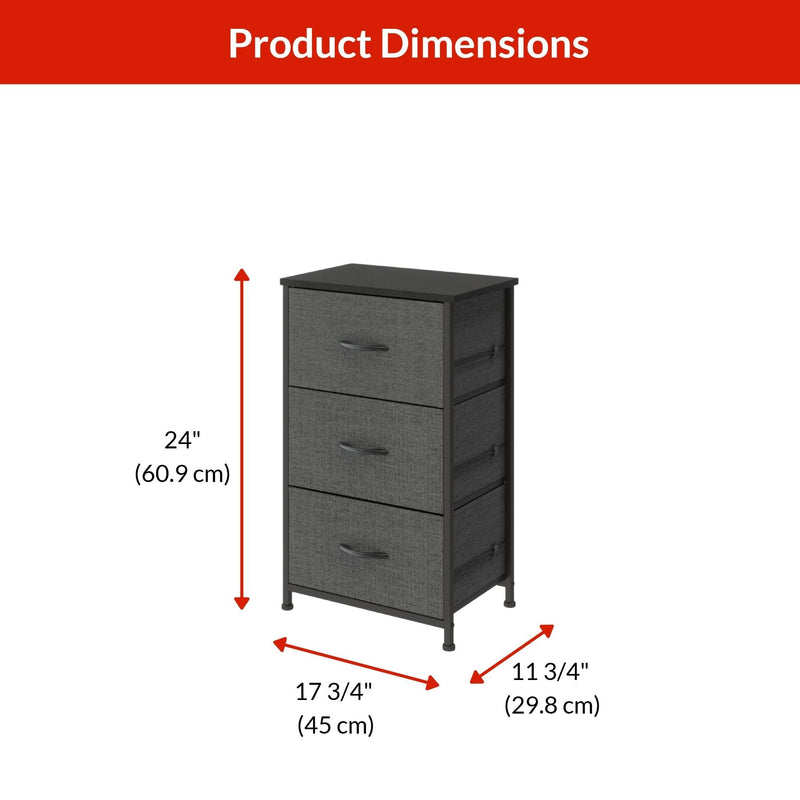 For Living Fabric 3-Drawer Storage Organizer, Grey Q5