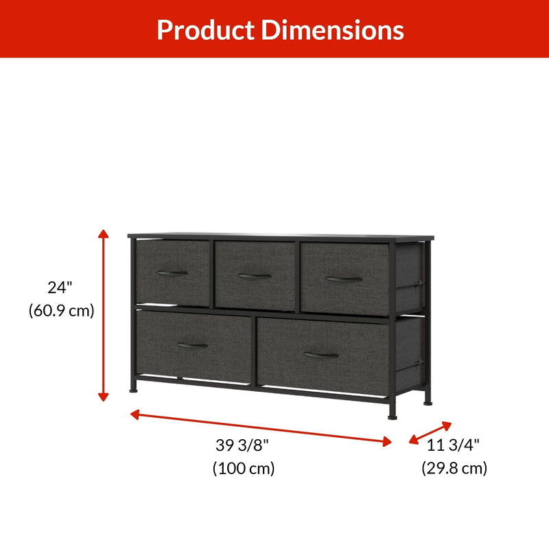 For Living Fabric 5-Drawer Storage Organizer, Grey Z9