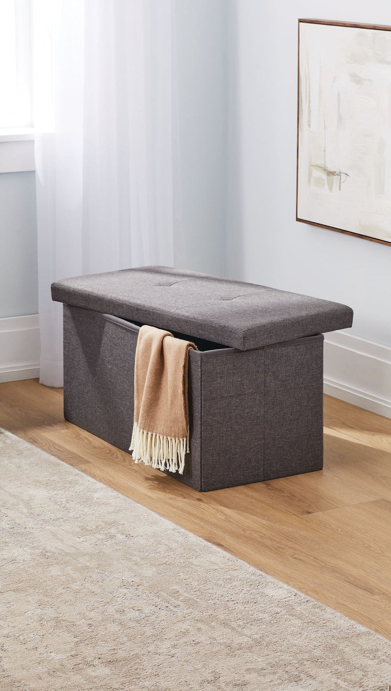 For Living Folding Double Storage Ottoman, Grey J2