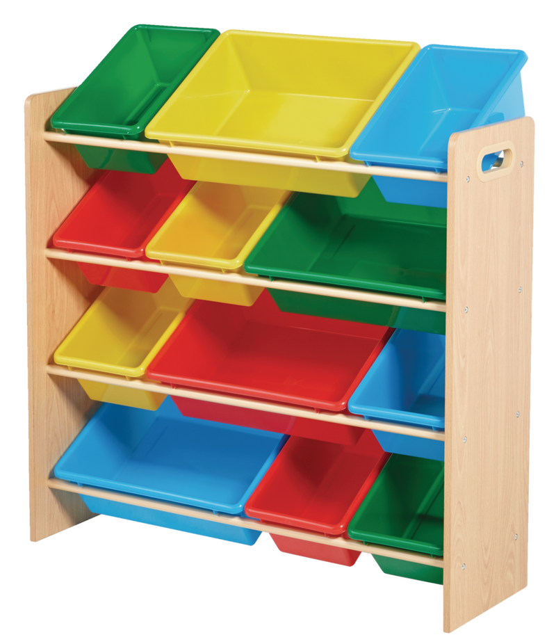 For Living Kids 12-Bin Bedroom/Playroom Toy Storage Organizer, Yellow U9