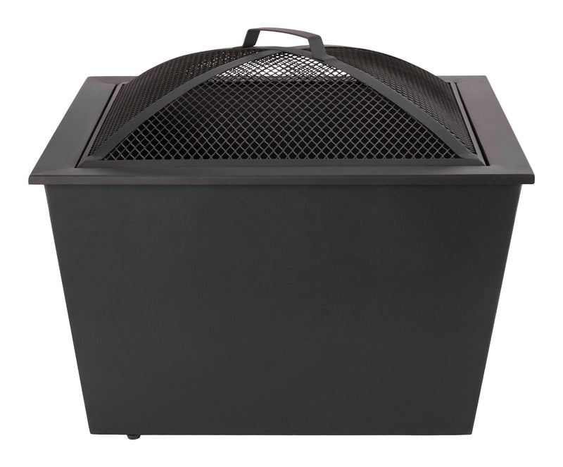 For Living Lyall Square Outdoor Wood Firepit, 20-in, Black C0