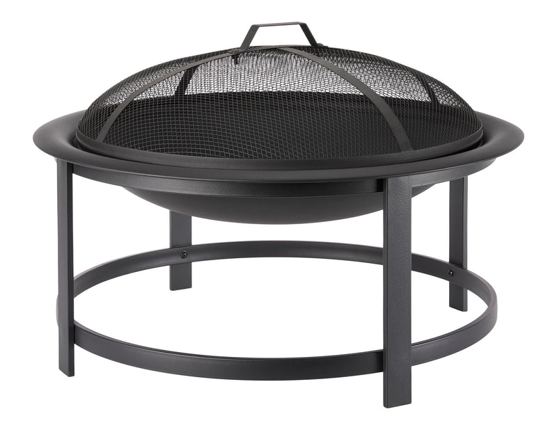 FOR LIVING Macaulay Round Outdoor Wood Firepit, 29-1/2-in, Black J5