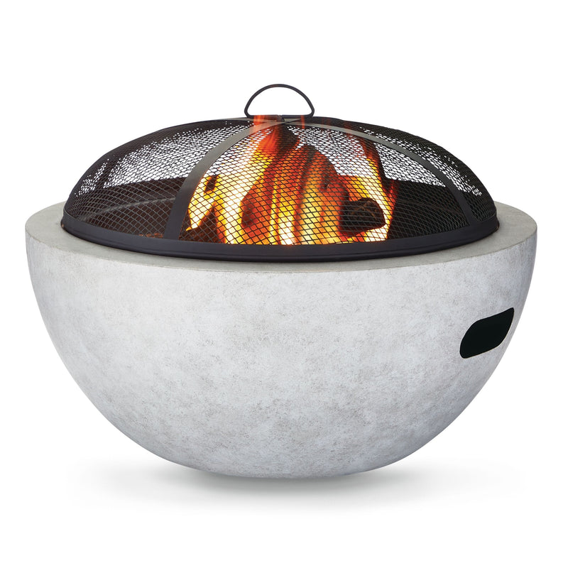 For Living Outdoor Round Steel Wood Burning Firepit with Spark Screen, 24-in G2