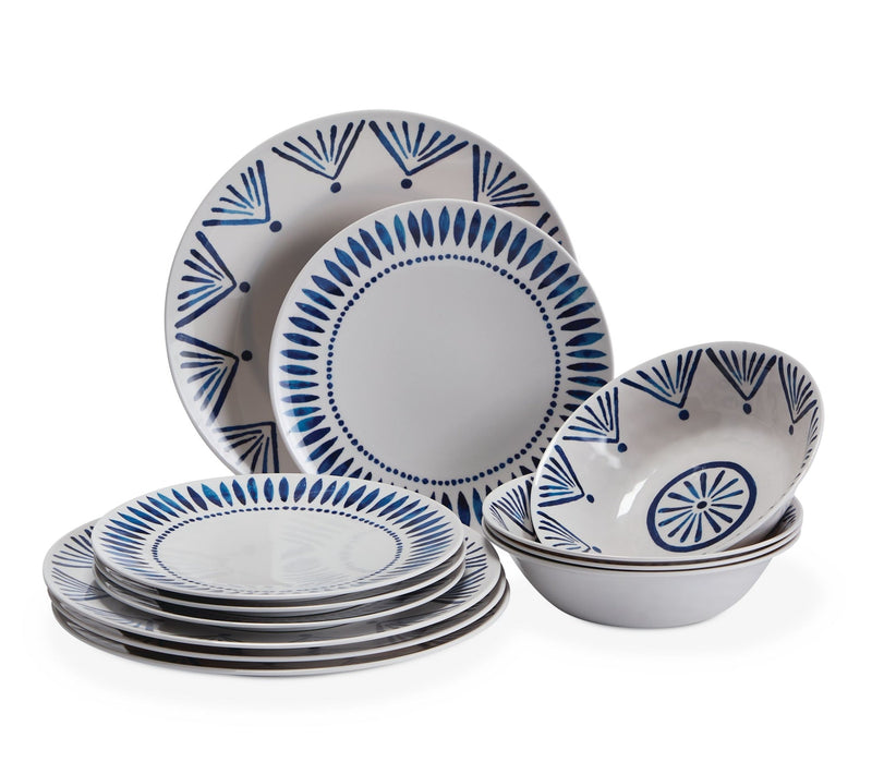 For Living Patio Dinnerware Set, 12-piece, Blue Y2