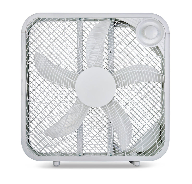 For Living Plastic 5-Blade Portable Box/Floor Fan, 2-Speed, White, 20-in H1