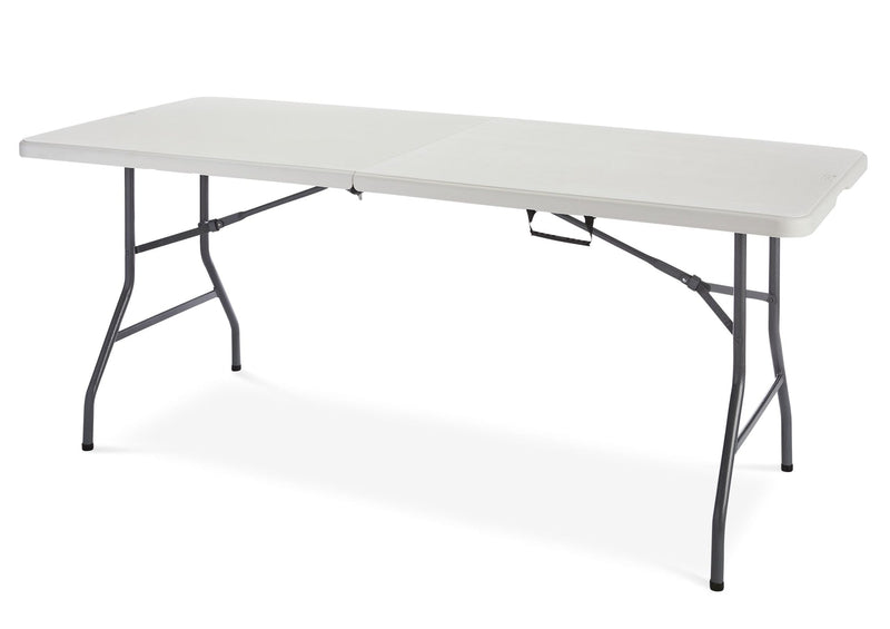 For Living Portable Folding Table with Casters & Handle, 6-ft, White U6