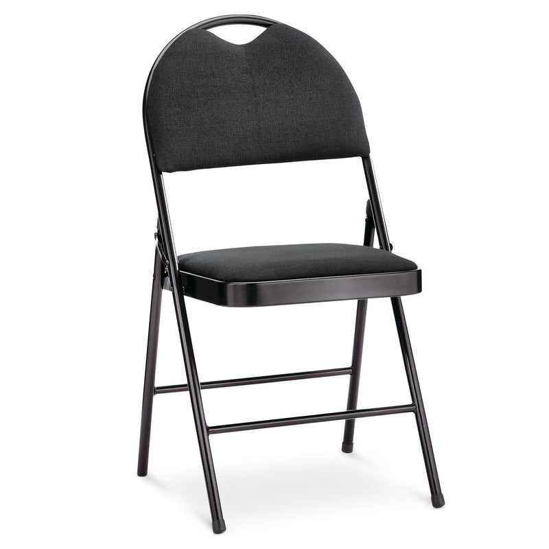 For Living Portable High-Back Upholstered & Padded Metal Folding Chair, Black W6