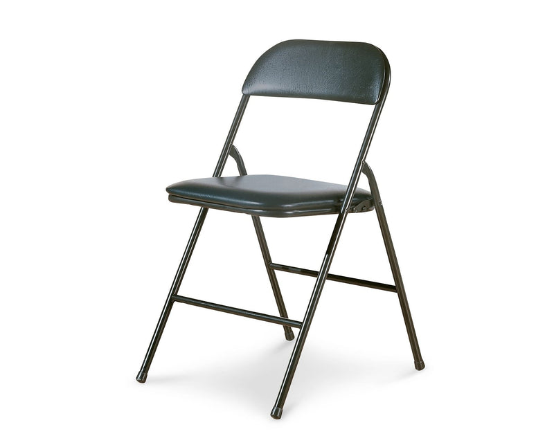 For Living Portable Vinyl Upholstered & Padded Metal Folding Chair, Black M9