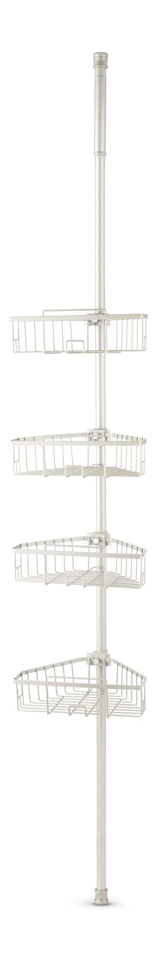 For Living Rust-Resistant Adjustable Basket Tension Pole Shower Caddy, Nickel, 108-in x 11-in x 9-in Q9