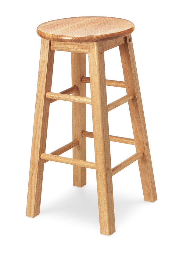 For Living Solid Wood 24" Bar Stool Armless Backless, Natural Finish A2