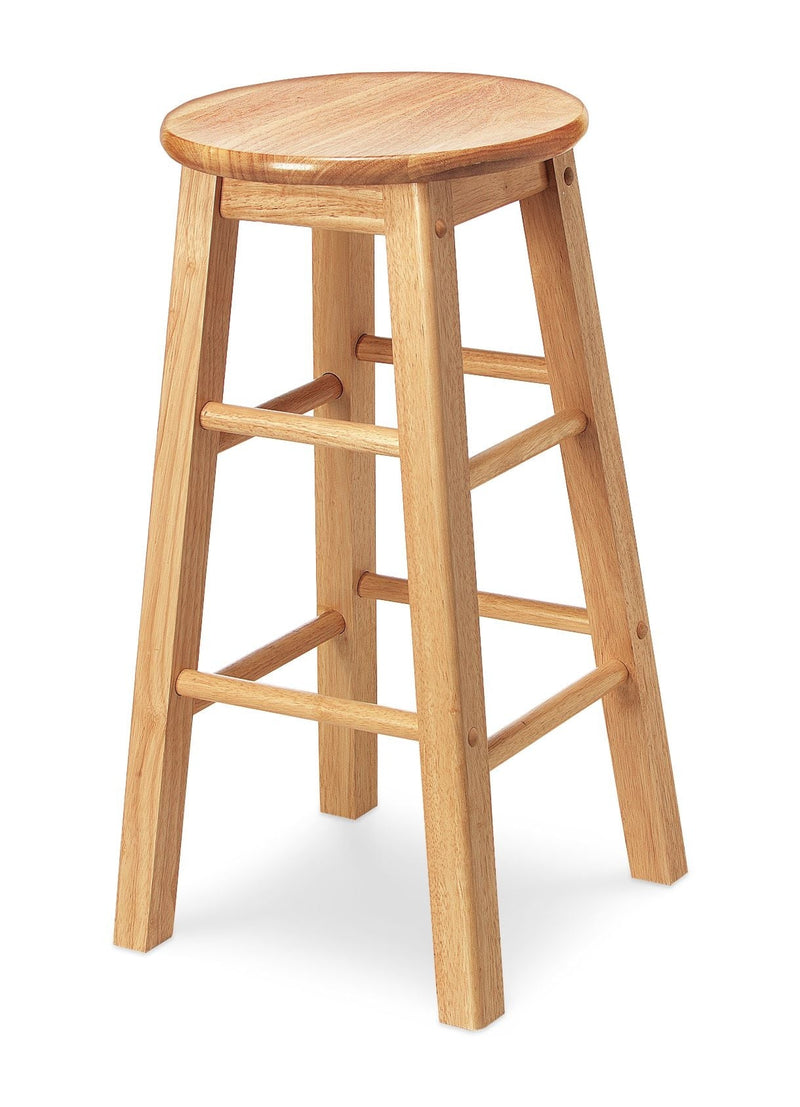 For Living Solid Wood 24" Bar Stool Armless Backless, Natural Finish A2