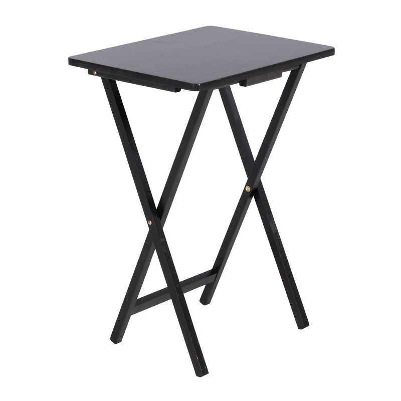 For Living Solid Wood Folding TV Tray, Stain-Resistant, Black H7