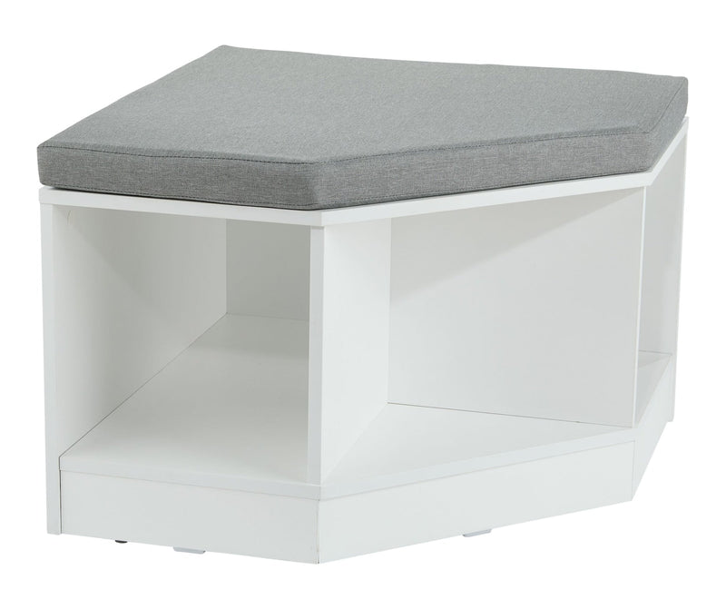 For Living Space Saving Corner Bench with Storage, White/Grey B8