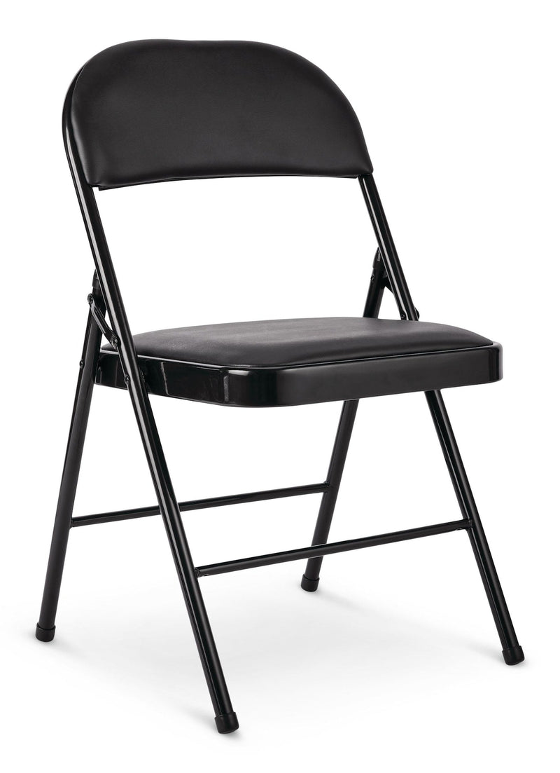 For Living Vinyl Padded Seat Folding Chair, Black H8