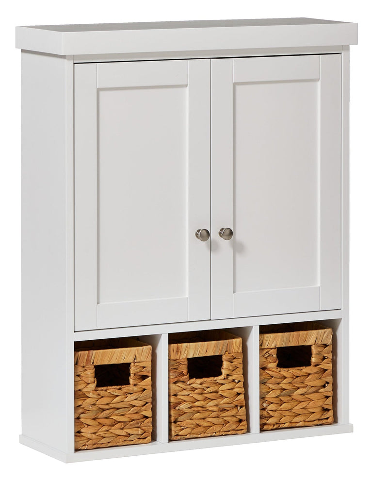 For Living Wall Mount Cabinet With Baskets, White Y4