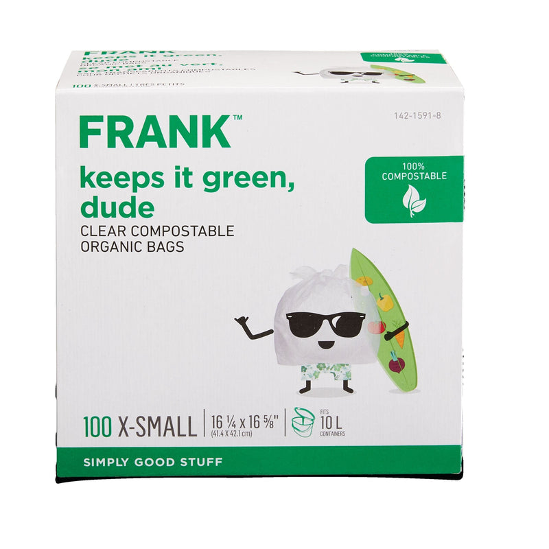 FRANK Extra-Small Organic Compostable Food Waste Bags, 100-pk, Clear, 10-L U2