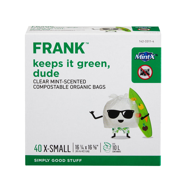 FRANK Extra-Small Organic Mint Scented Compostable Food Waste Bags, 40-pk, Clear, 10-L T4