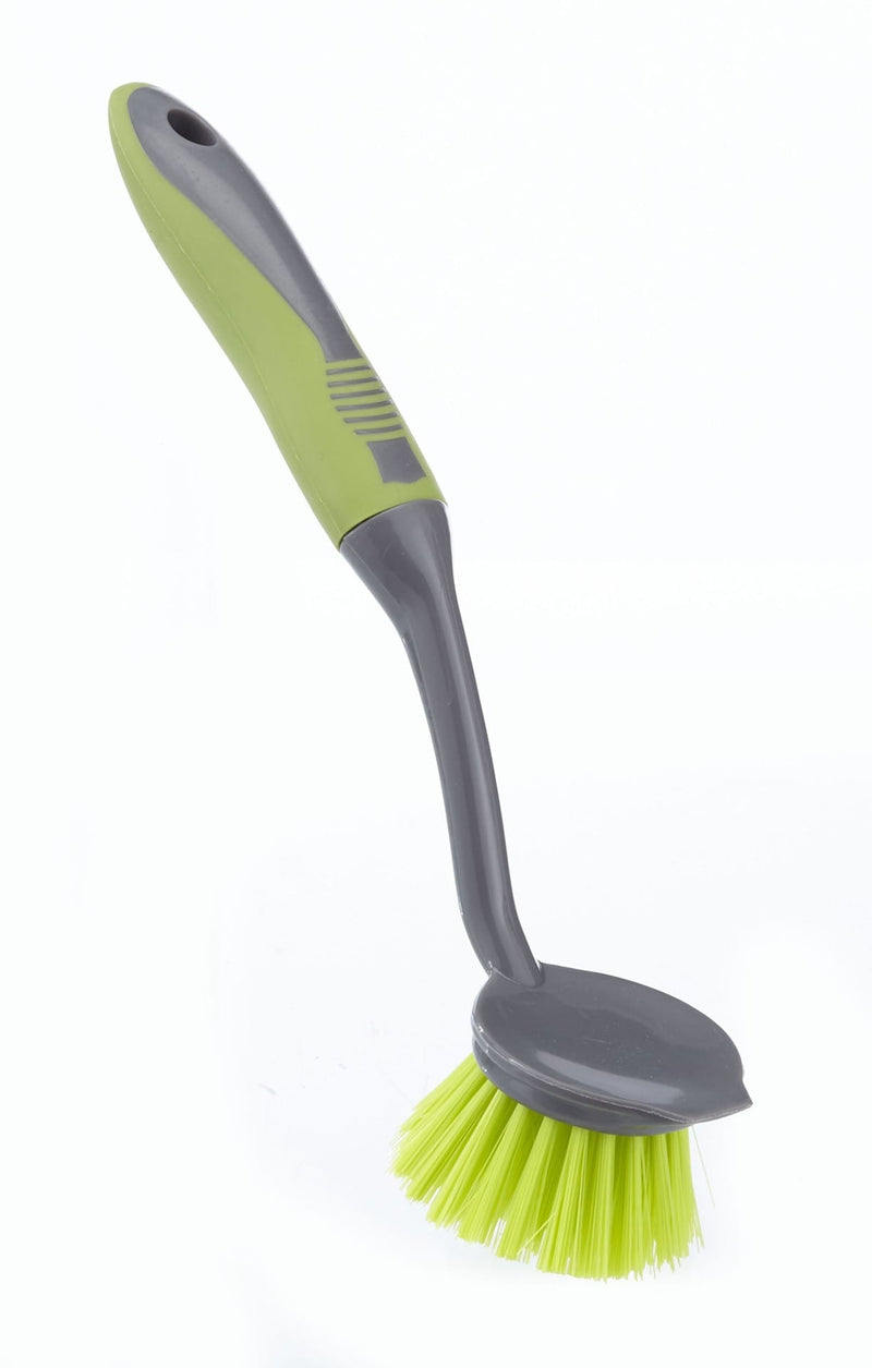 FRANK Round Non-Stick Surfaces Dish Scrub Brush with Stiff & Durable Fibre Bristles with Scraper J0