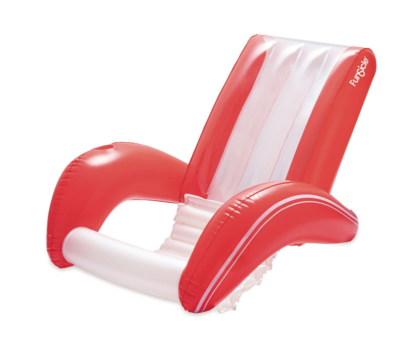 Funsicle Red and White Recliner Floating Pool Lounger, Ages 14+ G9