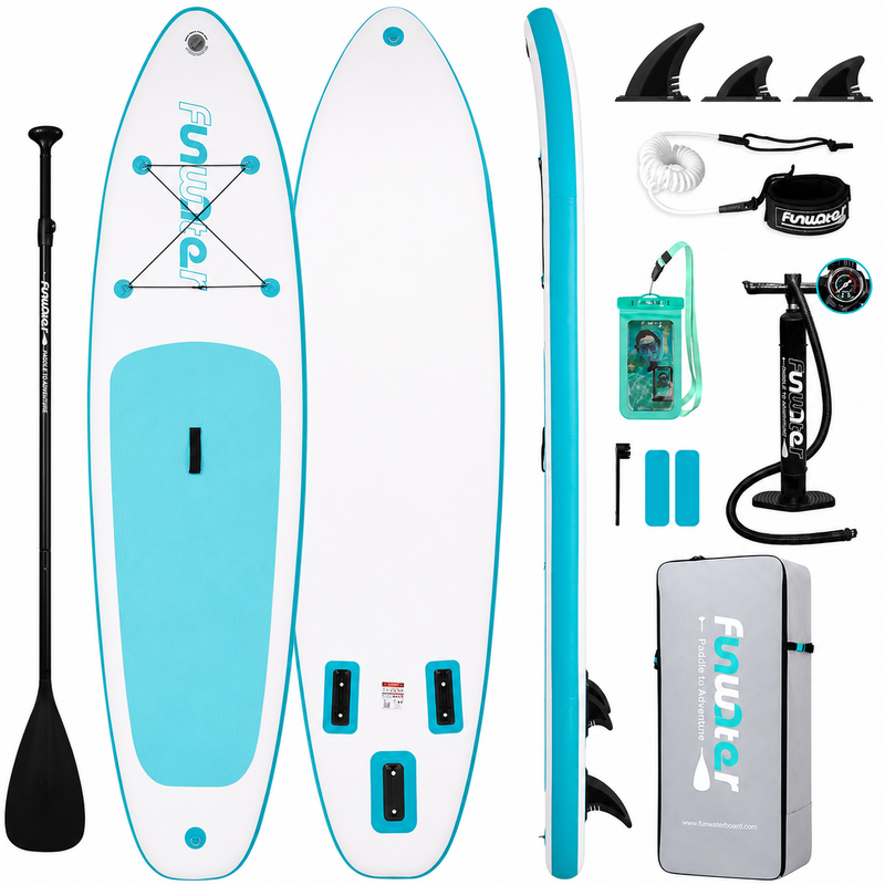 FunWater 10 ft 6 in Inflatable Stand Up Paddle Board Set – Sky Blue S1
