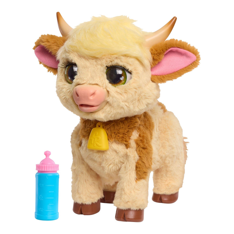 FurReal Maggie the Feed and Follow Cow with Bottle, 11-in Q3