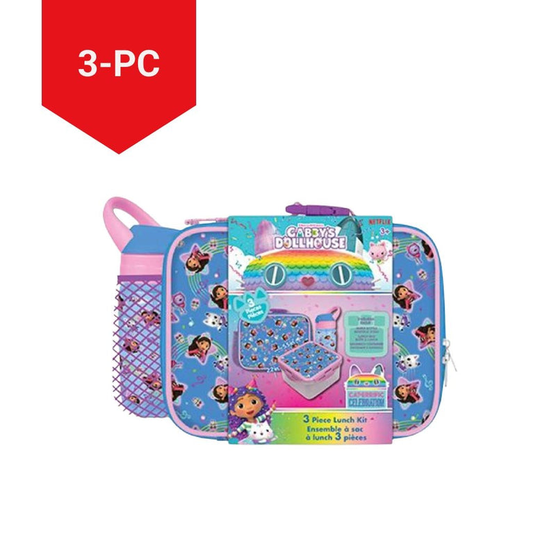 Gabby's Dollhouse Kids' Insulated Soft Lunch Bag Set with Food Container, Blue, 3-pc J8