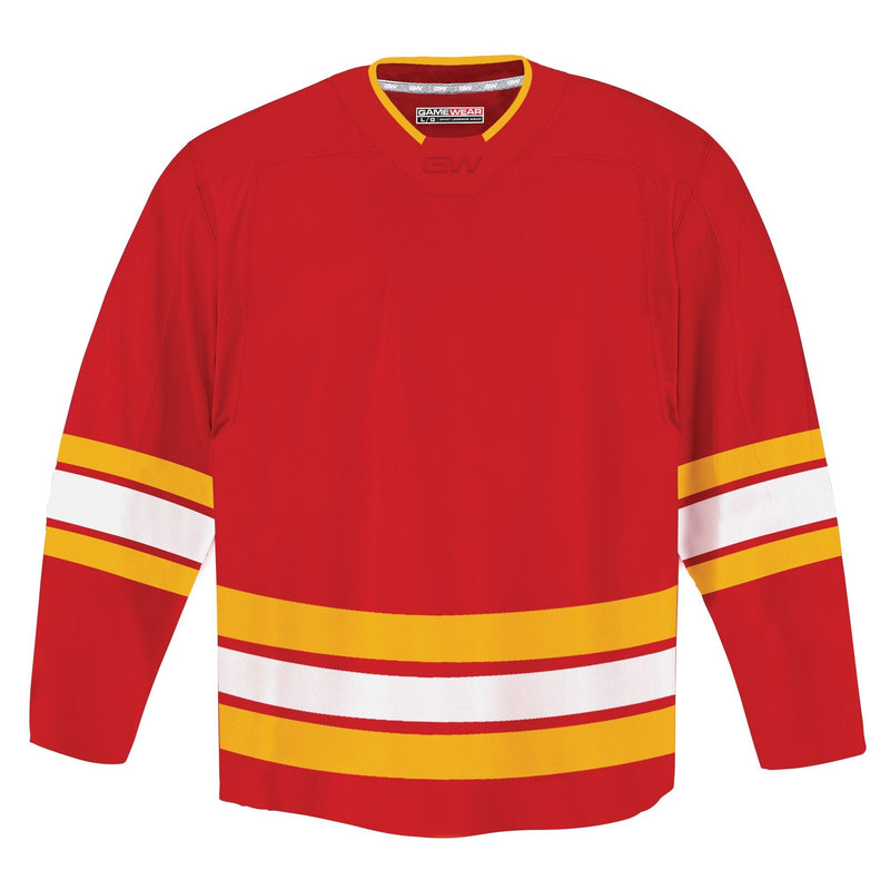 Gamewear 8500 Pro Team Hockey Jersey, Junior, Calgary Flames Home Colours, Various Sizes J4