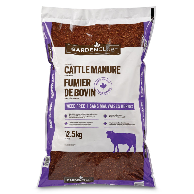 Garden Club Composted Cattle Manure/Fertilizer, Weed Free,12.5-kg H1