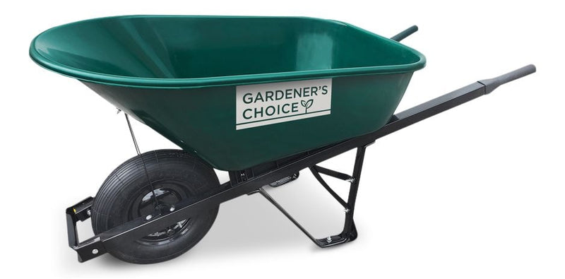 Gardener's Choice 1-Wheel Homeowner Poly Tray Wheelbarrow with Steel Handles, 6-cu-ft Q2