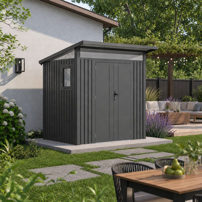 Gazebo Penguin Arvada Metal Shed, Dark Grey R4