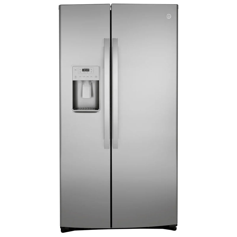 GE 36 in. 25.1 cu.ft. Stainless Steel Side-by-Side Refrigerator with FrostGuard Technology Q4
