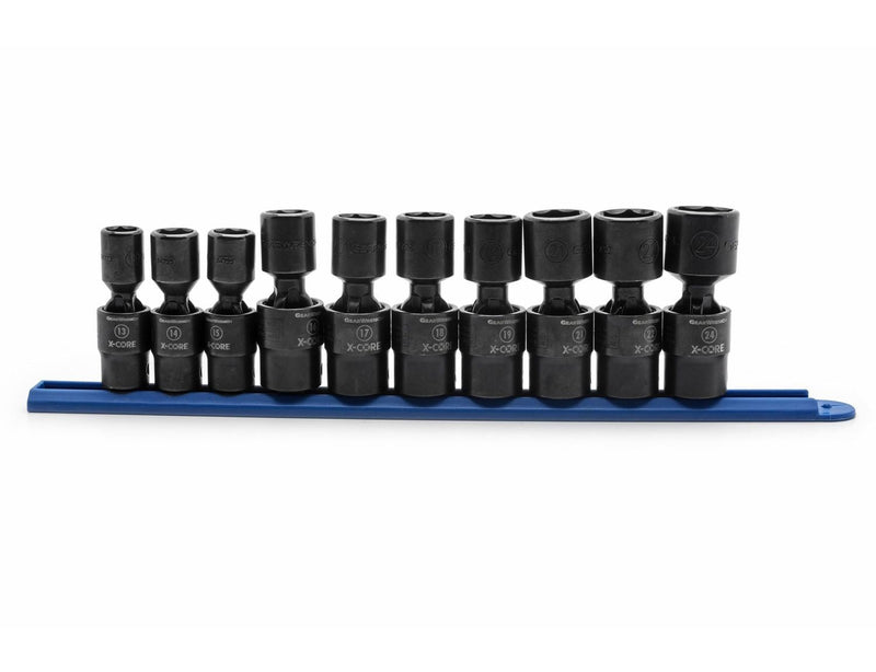 GearWrench 6 Point Standard Drive X-Core Pinless Universal Impact Socket Set, Metric, 1/2-in, 10-pc G0