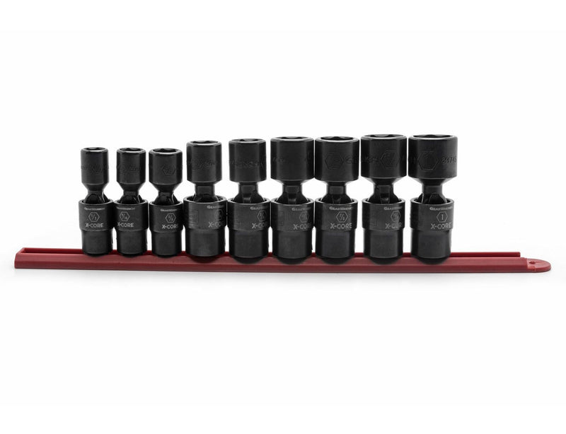 GearWrench 6 Point Standard Drive X-Core Pinless Universal Impact Socket Set, SAE, 1/2-in, 9-pc M4