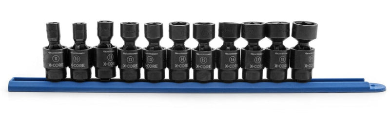 GearWrench 6-Point Standard Drive X-Core Pinless Universal Joint Impact Socket Set, Metric, 3/8-in, 11-pc T7