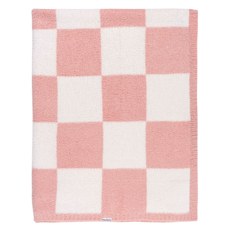 Gerber Childrenwear Pink Checkered Silky Mink Baby Blanket V5