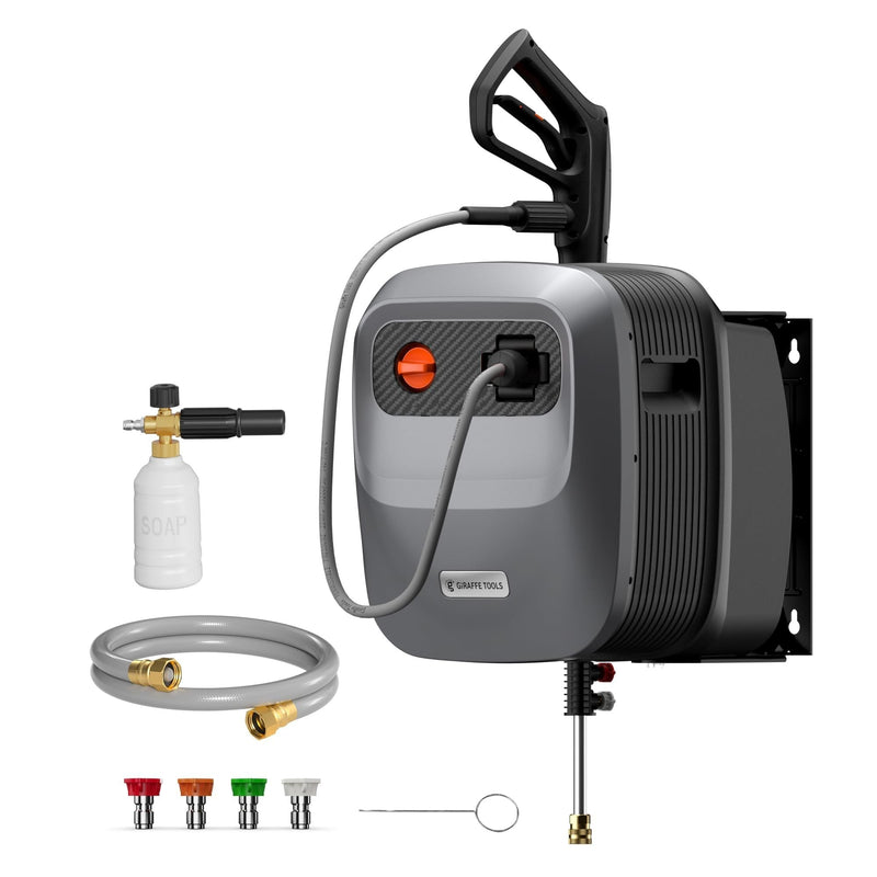 Giraffe Tools Grandfalls G20 Wall Mounted 1900 PSI 2.2 GPM Brushless Electric Pressure Washer with 65-ft Retractable Hard Hose Q1