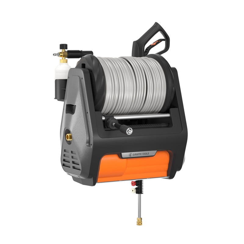 Giraffe Tools Grandfalls Pro Wall Mounted 2700 PSI 1.6 GPM Brushless Retractable Electric Pressure Washer with 100-ft Hard Hose E5
