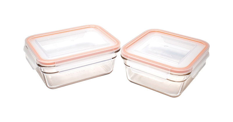 Glasslock Food Storage Container and Lid Set with Airtight Seal, Rectangular, Various Sizes, 6-pk, with Lids I5