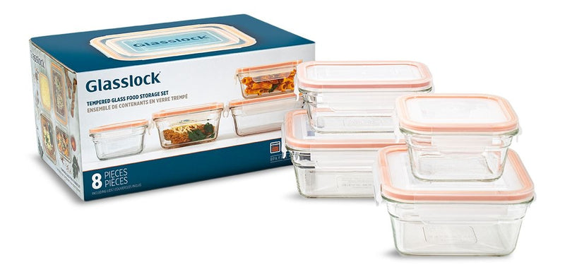 Glasslock Glass Food Storage Container Set with Leakproof Lids, 4 Count Z5