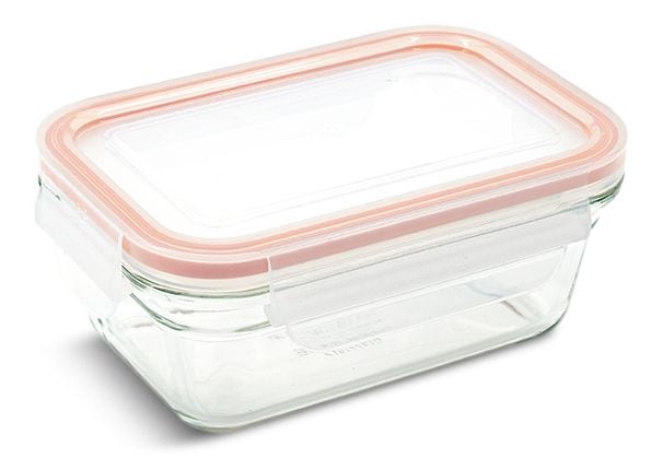 Glasslock Rectangle Glass Food Storage Container with Airtight Seal, 470-mL P6