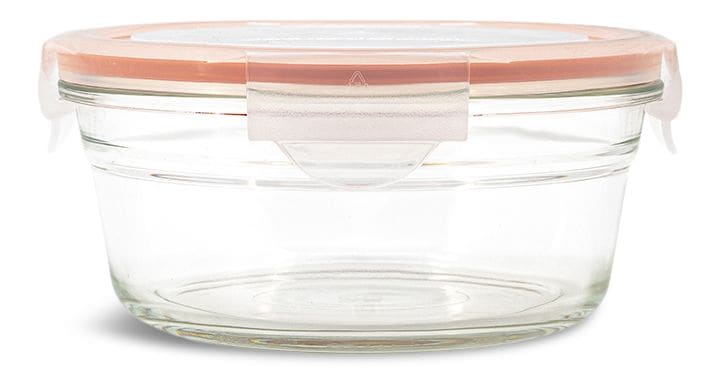 Glasslock Round Glass Food Storage Container with Leakproof Lid, 850-mL I6