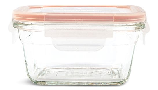 Glasslock Square Glass Food Storage Container with Leakproof Lid, 405-mL S4