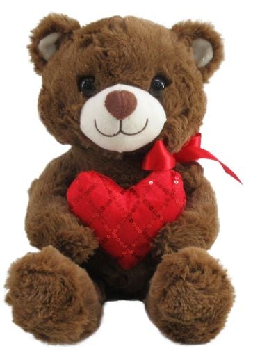 Goffa Valentine's Day 12-in Brown Bear with Heart Plush L7