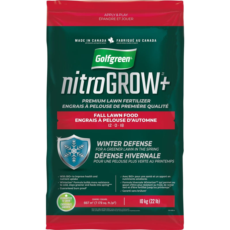 Golfgreen Nitrogrow+ Fall Lawn Food, 12-0-18, 10-kg T9