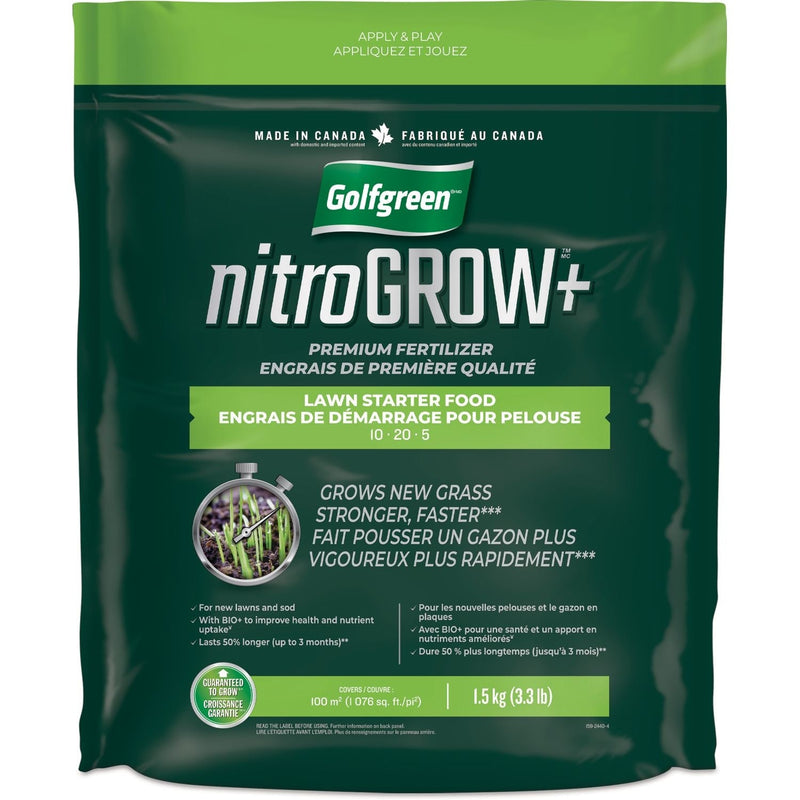 Golfgreen Nitrogrow+ Lawn Starter Premium Fertilizer,10-20-05, 1.5-kg S9