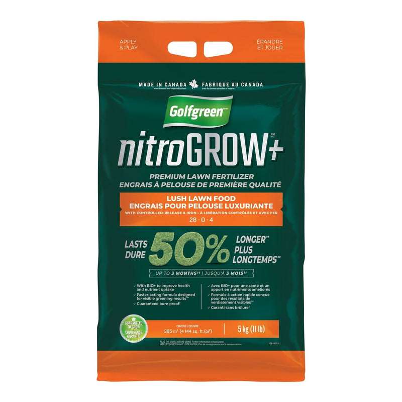 Golfgreen Nitrogrow+ Premium Nitrogen Enriched Lush Lawn Fertilizer, 28-0-4, 5-kg Y2