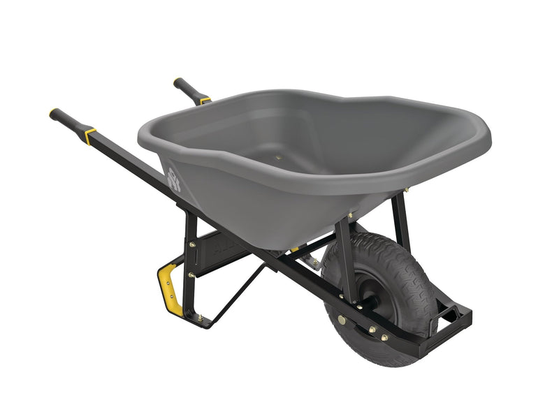 Gorilla Pro Grade Heavy Duty Poly Tub Wheelbarrow, Poly/Plastic Tray, 6-cu-ft S9